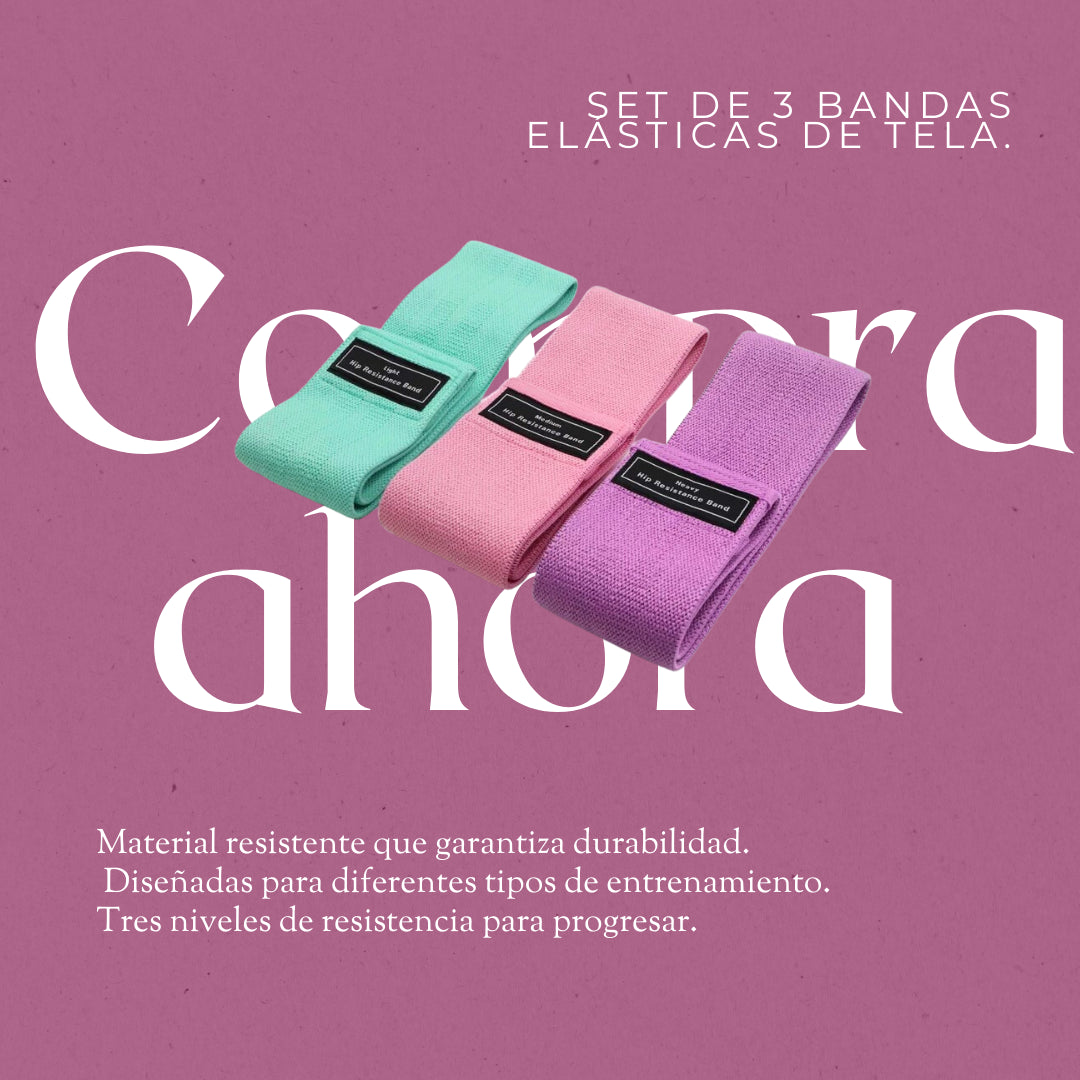 NUEVO KIT BandActive CON 3 BANDAS ELÁSTICAS DE TELA PLANAS